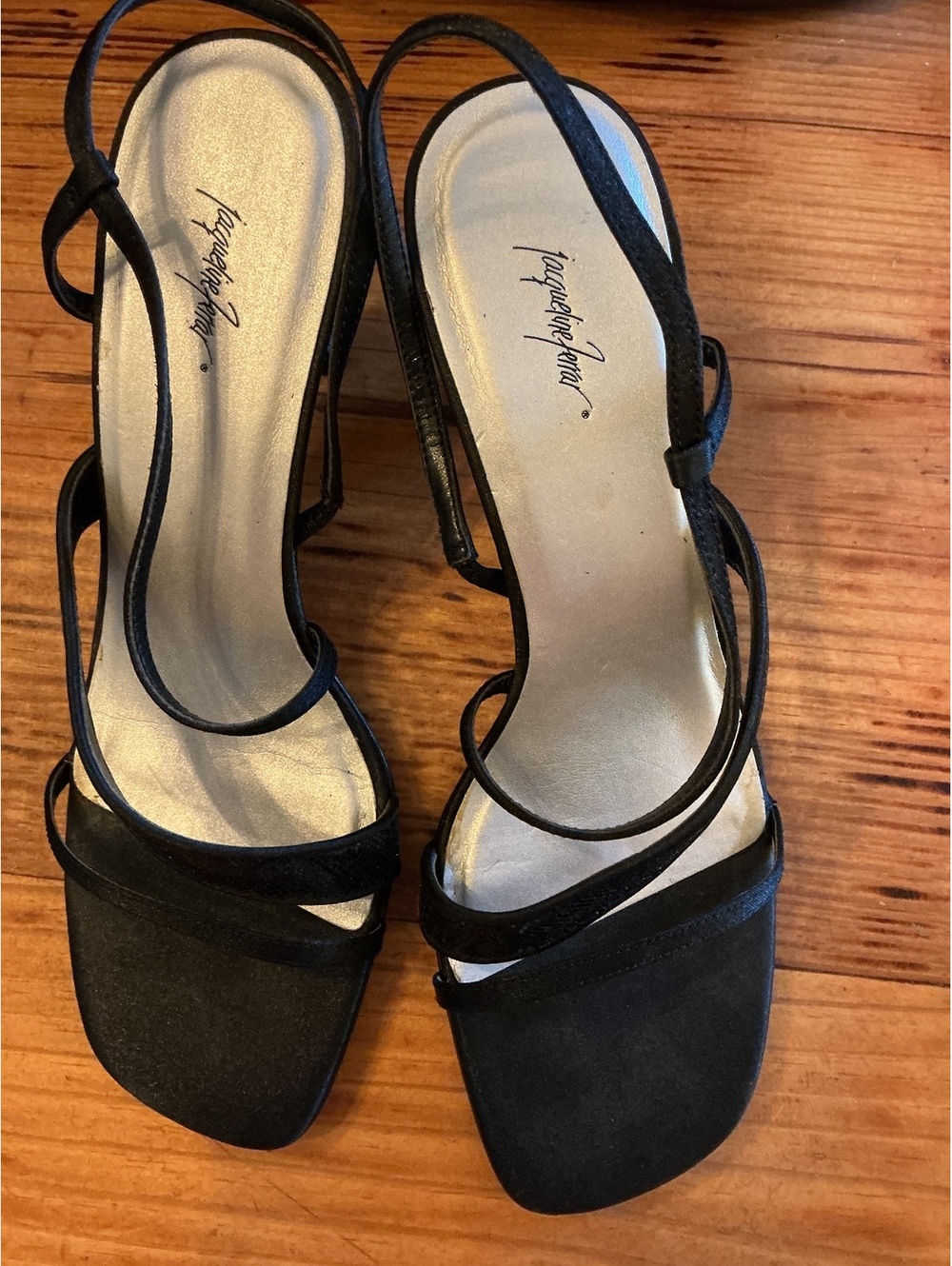 Jacqueline Ferrar Black Strappy Square Toe Heeled Sandals